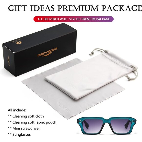 Retro Rectangle Grey Gradient Sunglasses Men Women Fashion Square Frame Shades - Picture 6 of 6